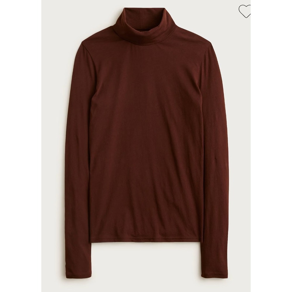 J.Crew Feather Jersey Turtleneck Women Small Brown Long Sleeve Cotton Chic 70s